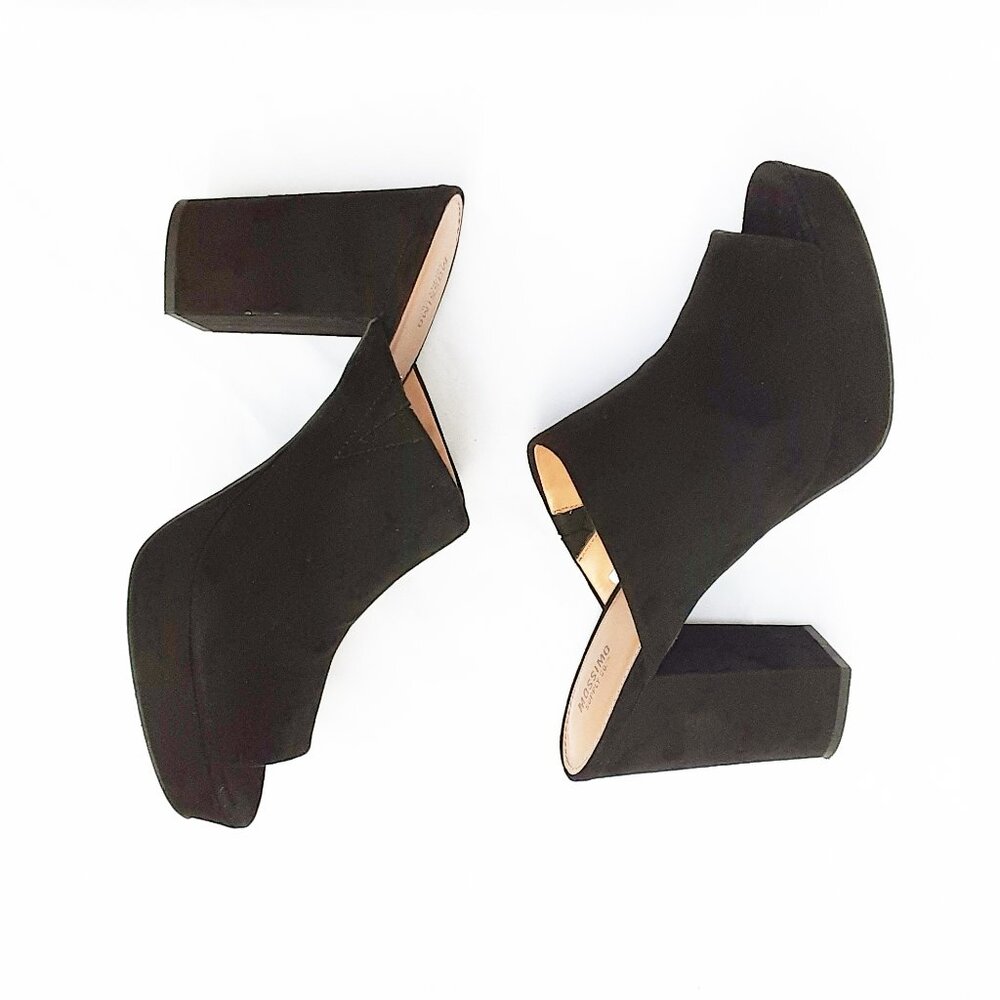 MOSSIMO Black Suede Platform Mules | Size 11M w/Box - Picture 6 of 12
